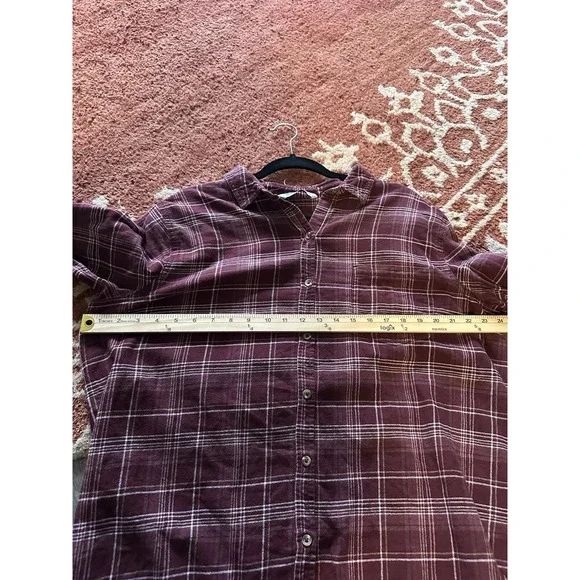 Sonoma Maroon Red White Flannel Plaid Button Down Women's XXL 2XL Plus Size - Picture 3 of 8